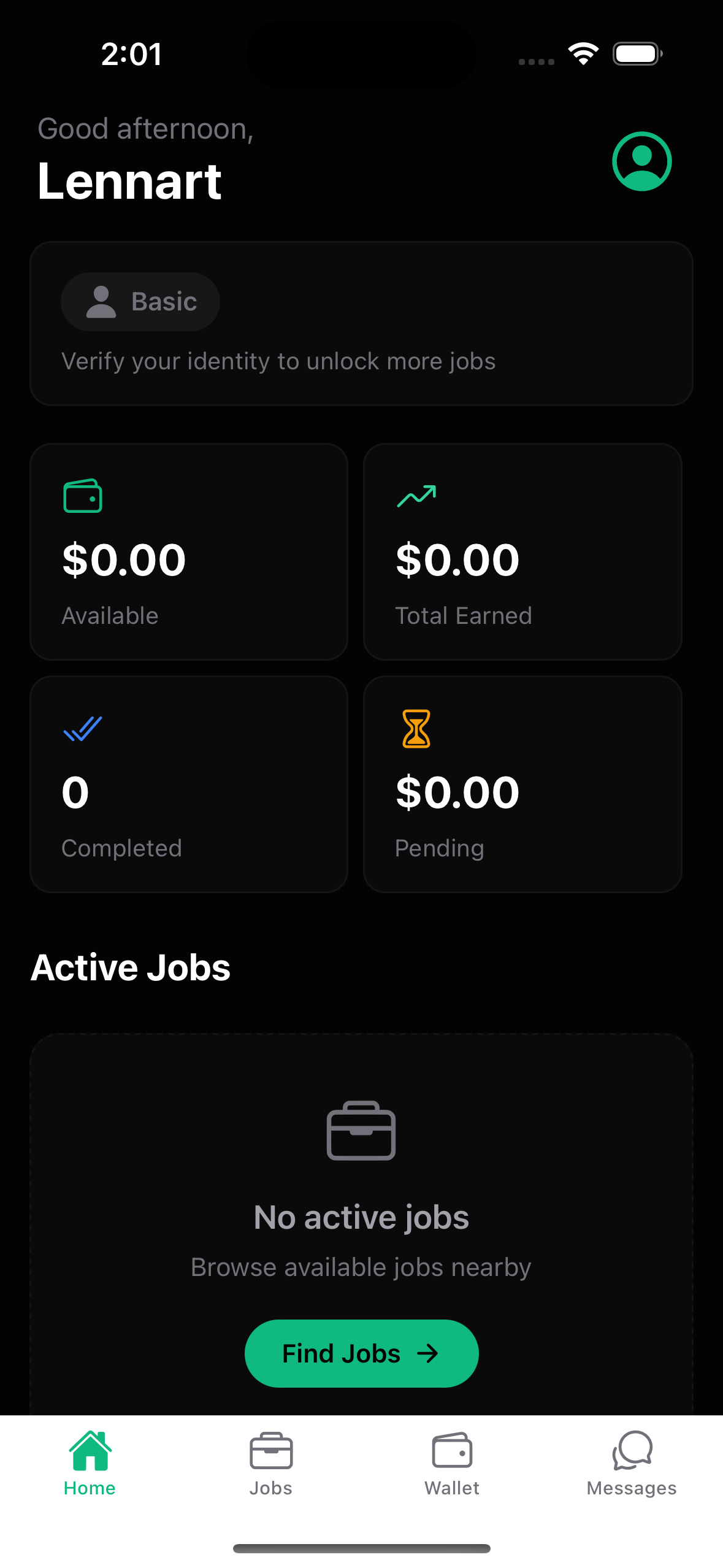 KeyWorker app home screen